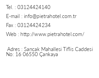 Pietra Hotel iletiim bilgileri